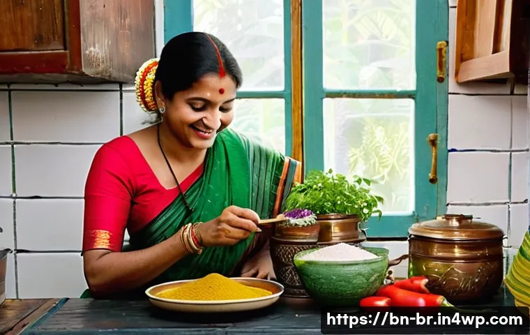 대체 식품의 맛을 높이는 조리법 - **A Vibrant Bengali Kitchen with Aromatic Spices and Fresh Herbs:**
A warm, inviting Bengali kit...