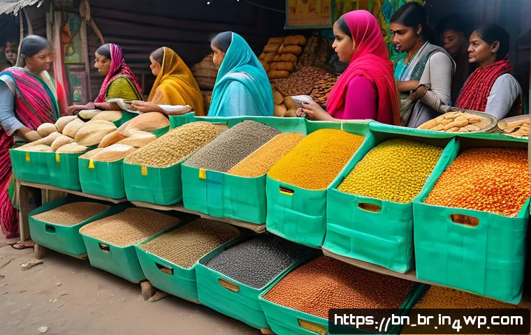 알레르기 대체 식품 시장 트렌드 - A vibrant, natural food market scene in Bangladesh featuring colorful stalls with allergy-free produ...